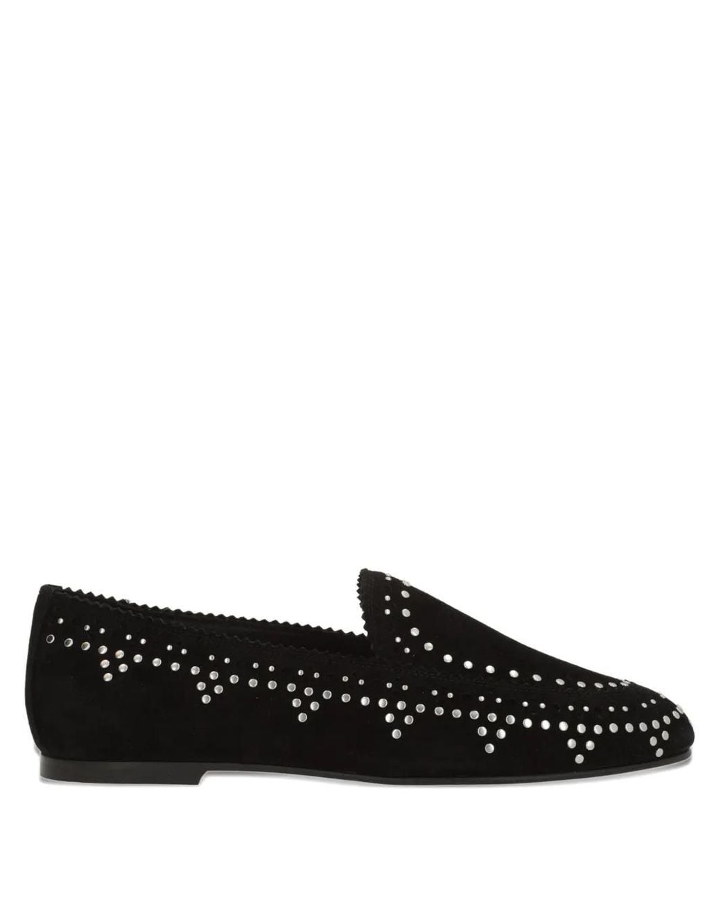 Aquazzura Black Studded Flat Shoes
