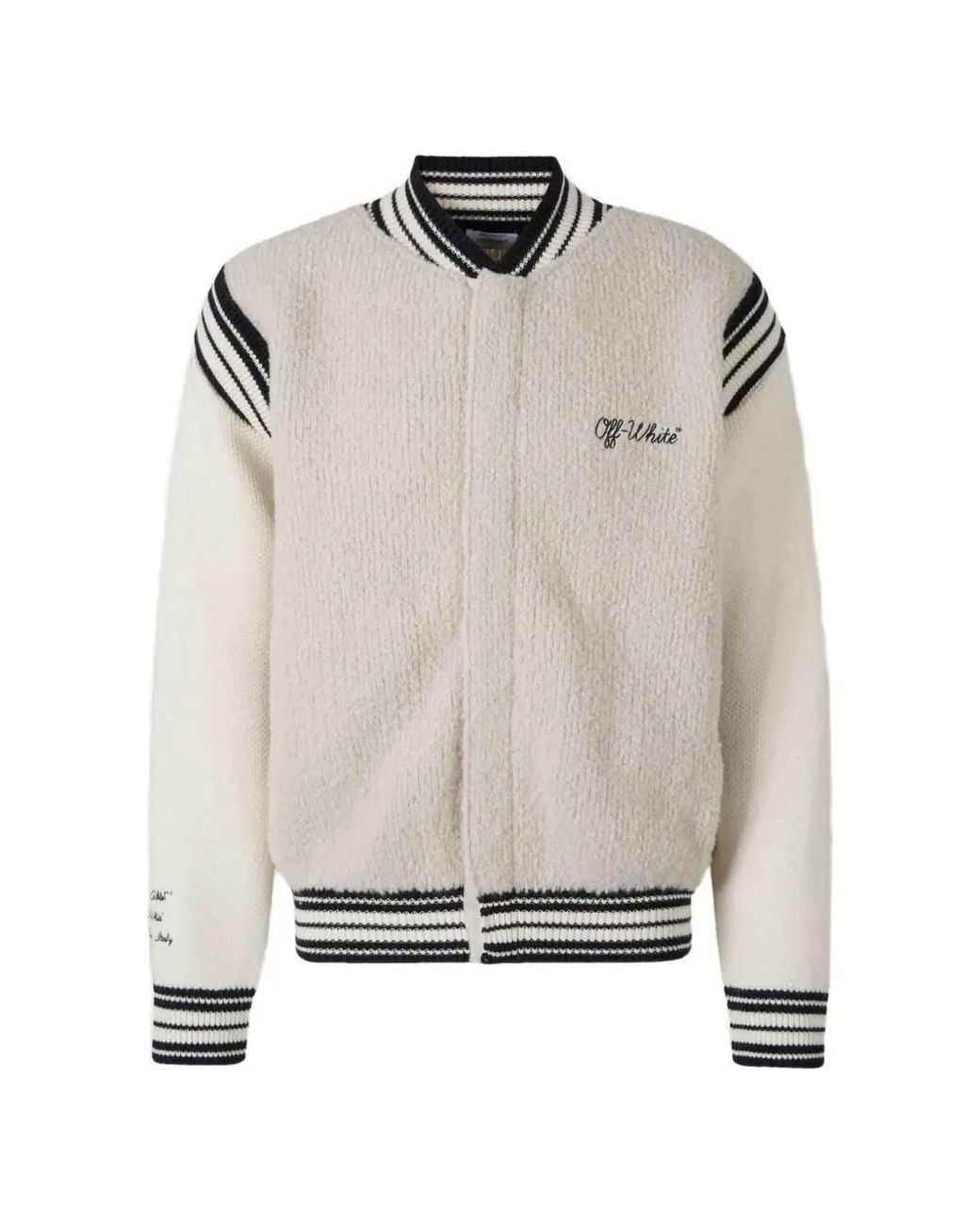 Off-White c/o Virgil Abloh Gray Logo-Embroidered Striped-Trim Jacket for men