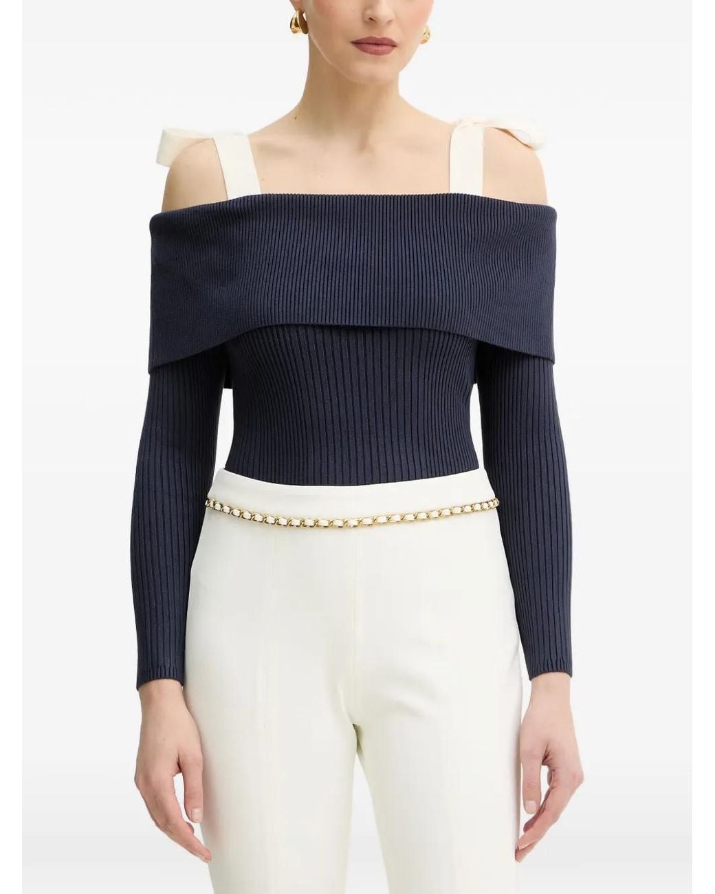 Guess Blue Shoulder Bows Sweater