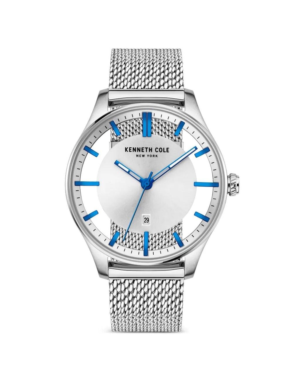 Kenneth Cole Blue Mesh-Strap 42Mm Watch for men