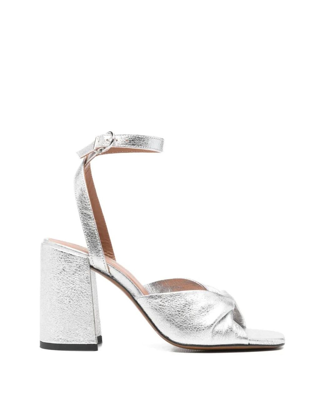 Maje White Metallic Leather Sandals With Heels
