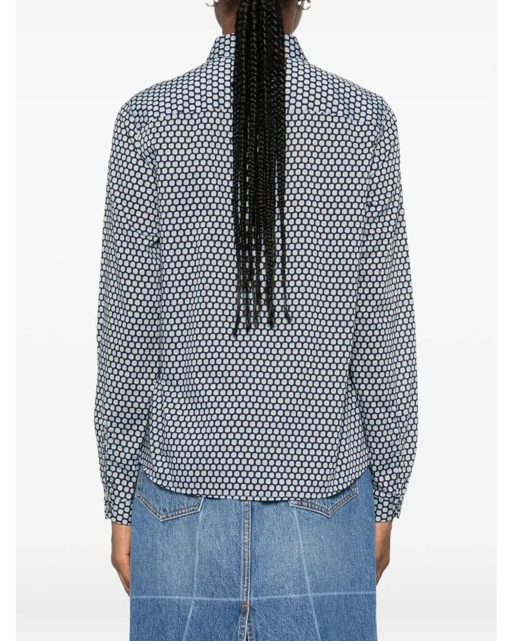 Robert Friedman Gray Buttoned Patterned Top
