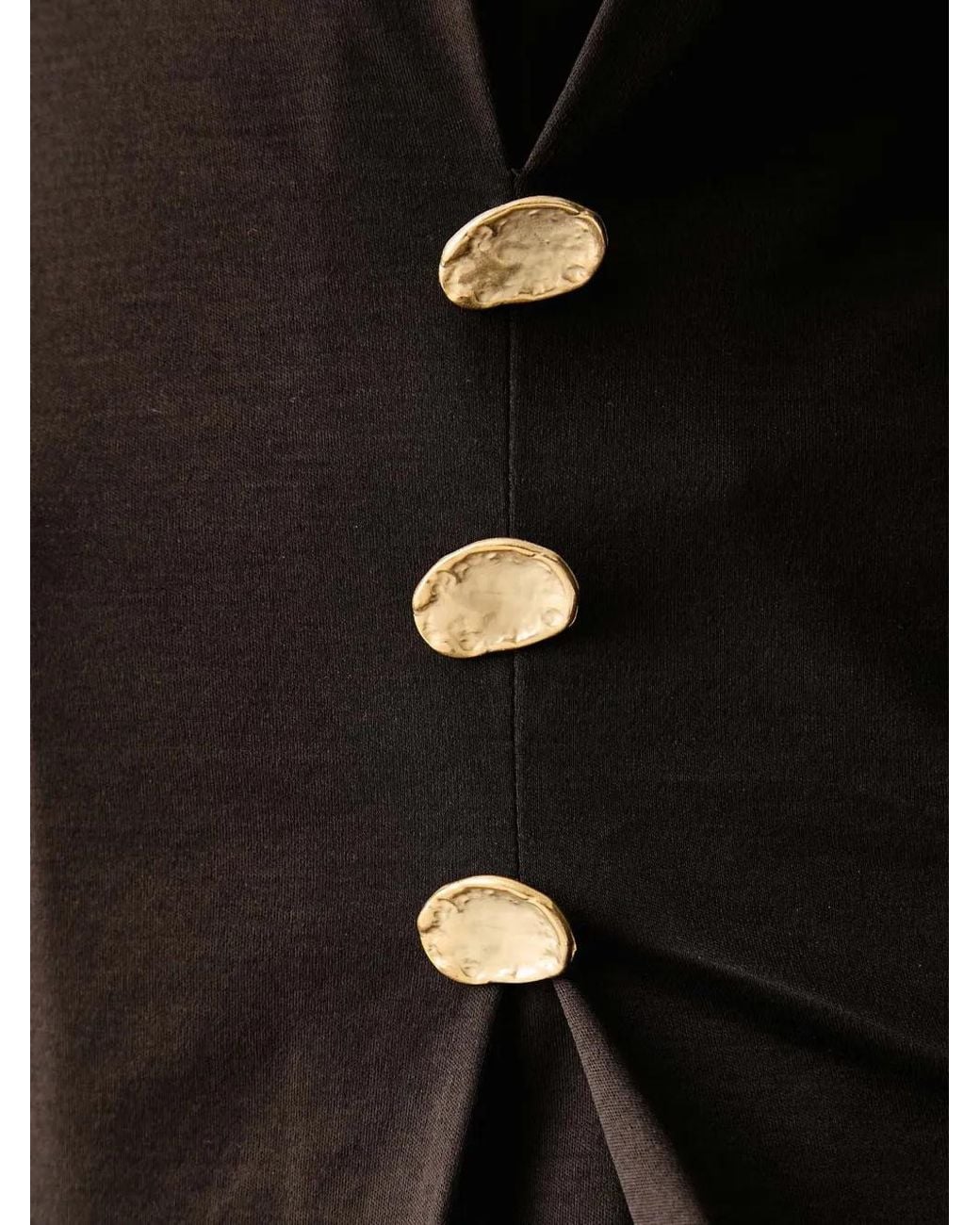 Sessun Black Naktis Button-Embellished Pleated Top