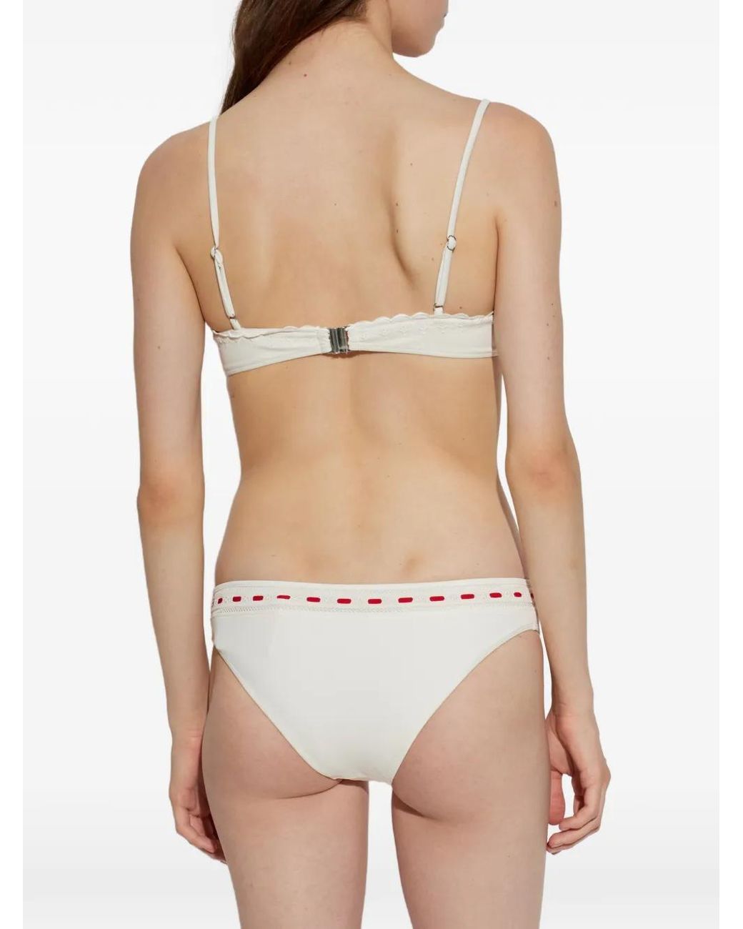 Posse White Haut De Bikini À Bords Festonnés Pia
