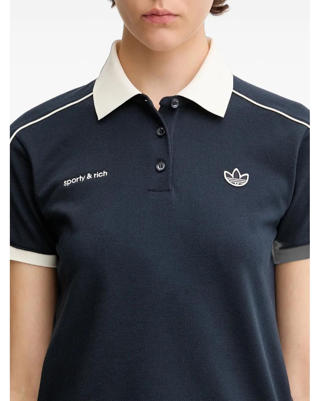 Adidas Blue X Sporty & Rich Logo-Detail Polo Shirt