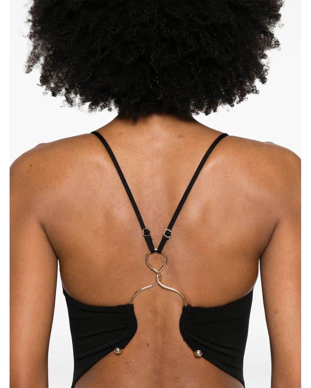 Nissa Black Hardware-Detailed Midi Dress