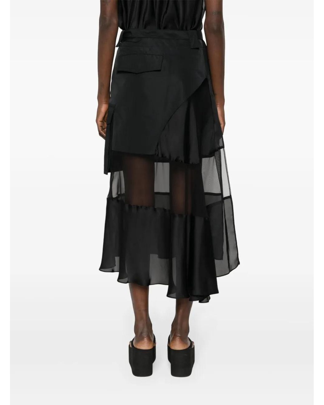 Sacai Black Fabric Combo Skirt