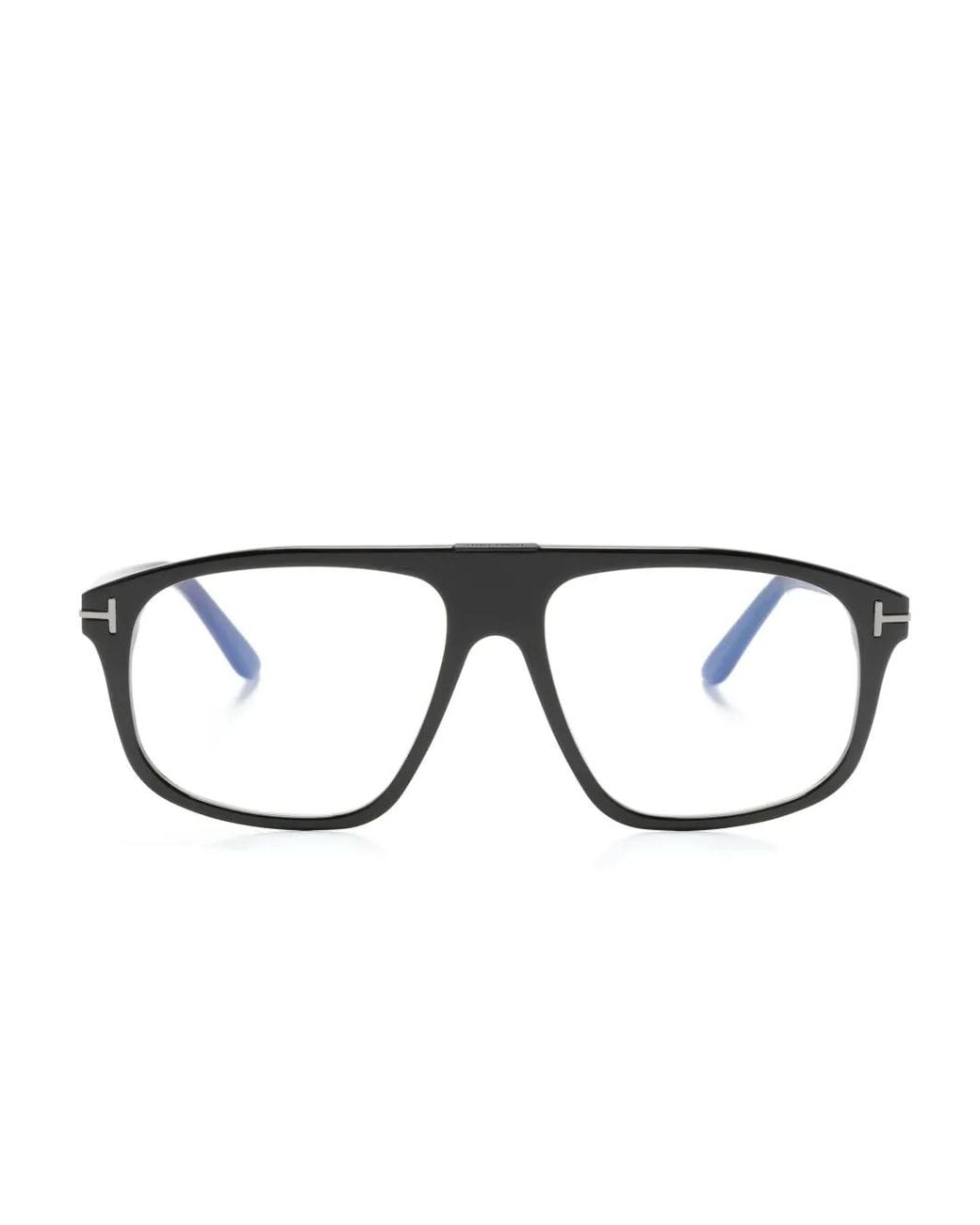 Tom Ford Black Logo-Plaque Square-Frame Glasses for men