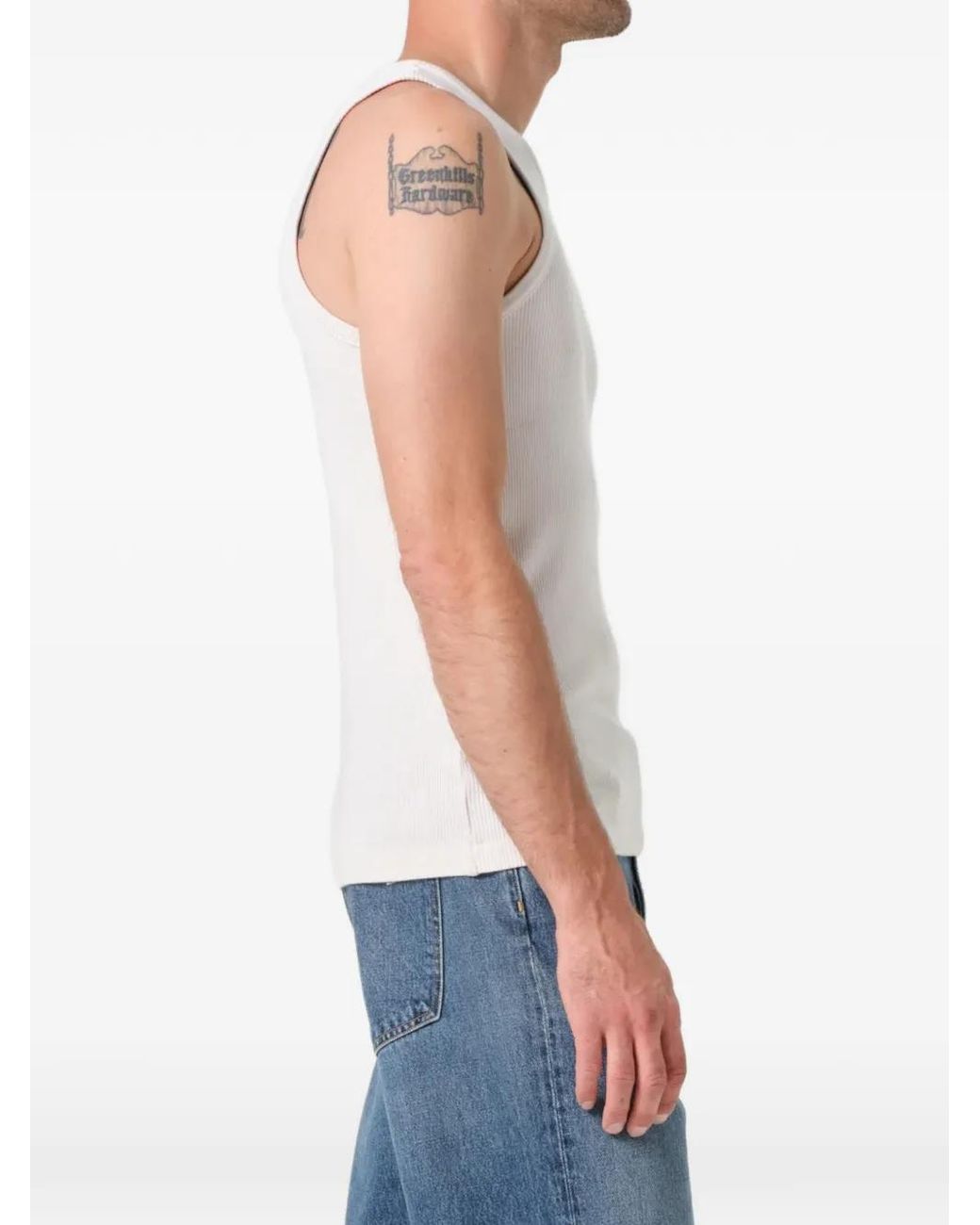 Agolde White Viggo Ribbed Tank Top for men