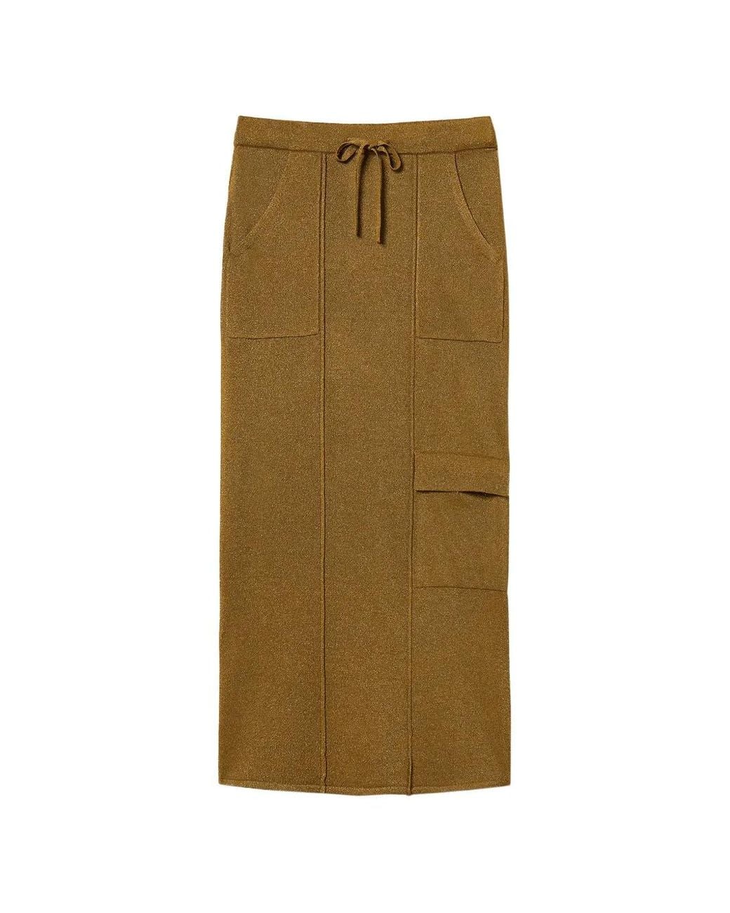 Twinset Green Knit Midi Skirt With Lurex
