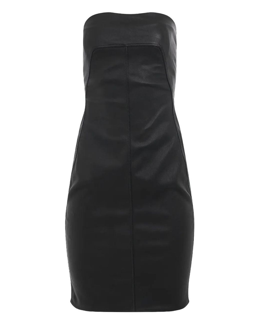 Rick Owens Strapless Leather Mini Dress in Black | Lyst