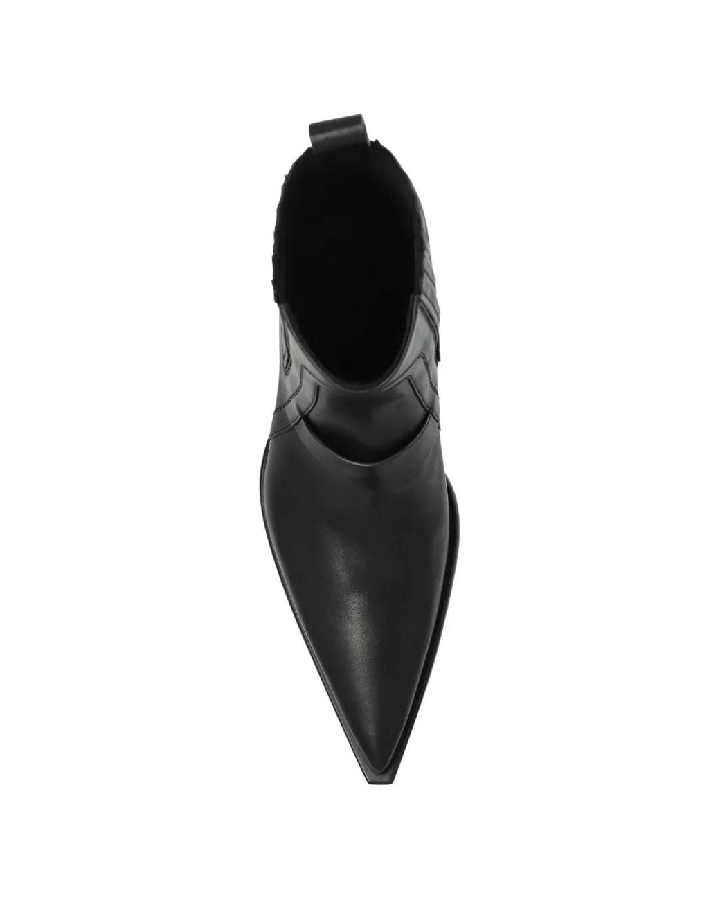 Rick Owens Black Leather Ankle Boots 'Pointed Sliver' for men