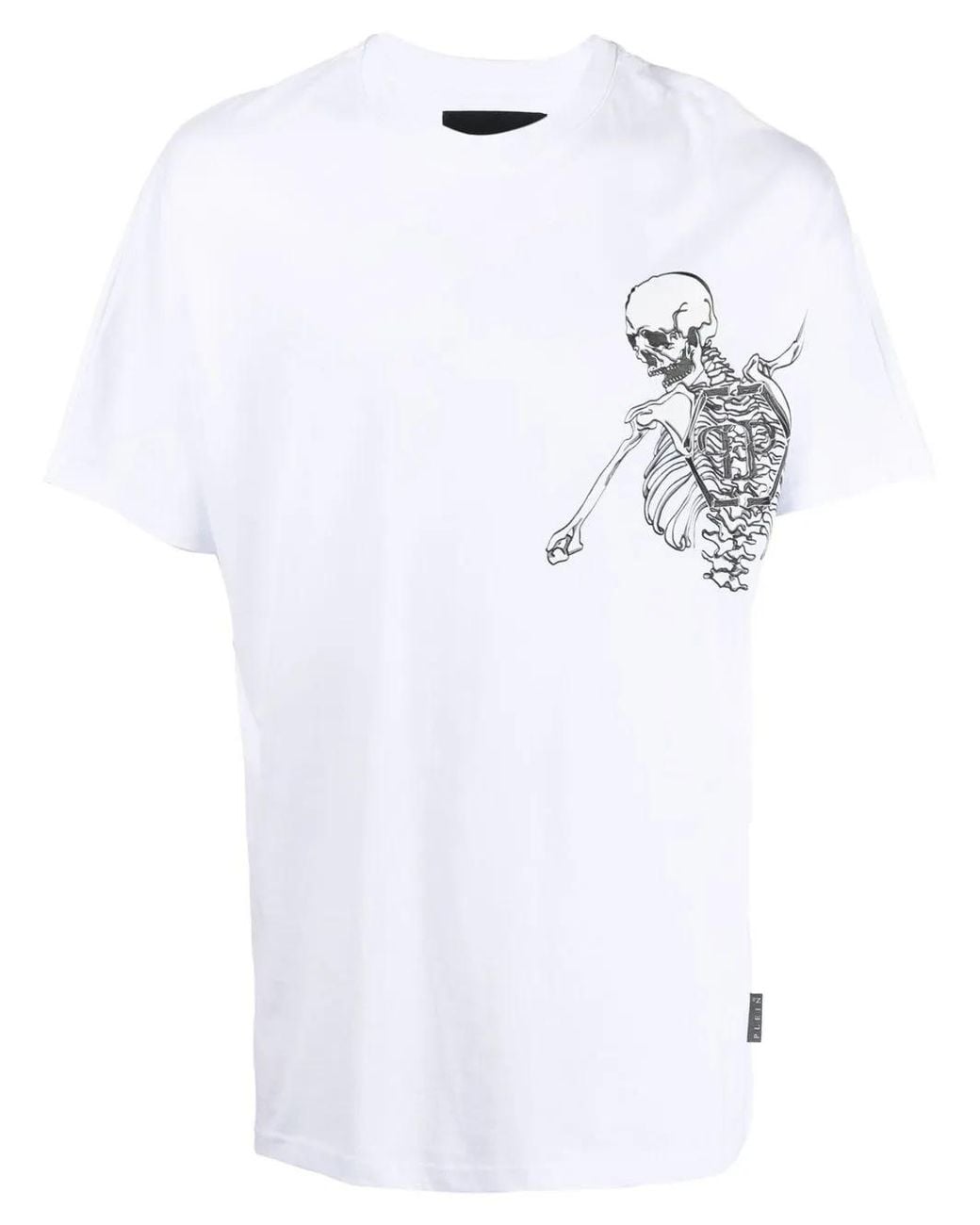 Philipp Plein White Skeleton-Print T-Shirt for men