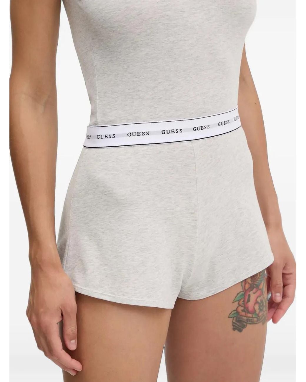 Guess White Logo-Print Scoop-Neck Sleepsuit Set