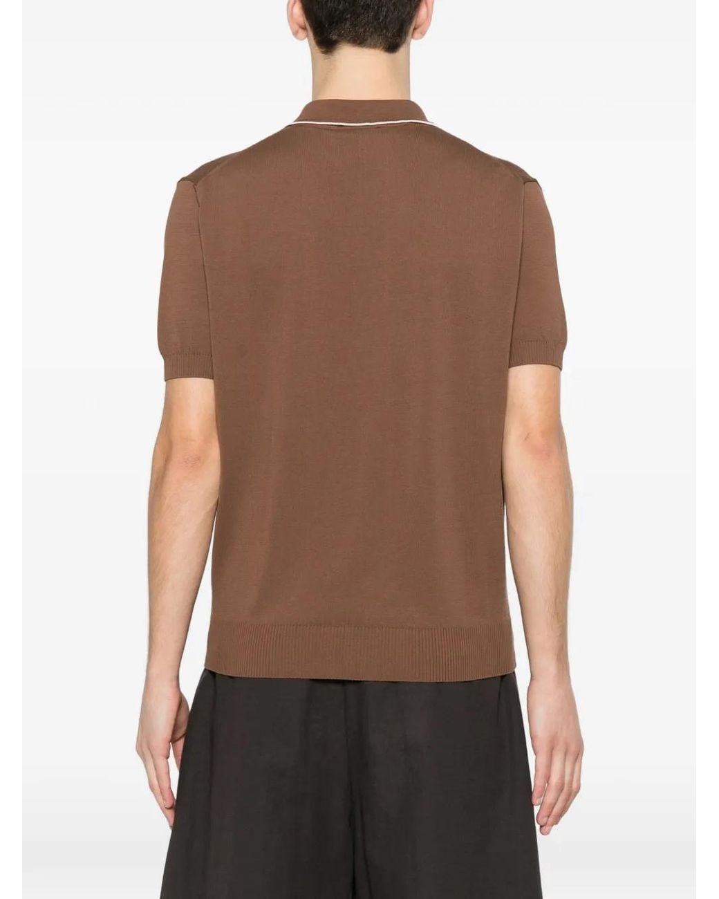 Canali Brown Piped Polo Shirt for men