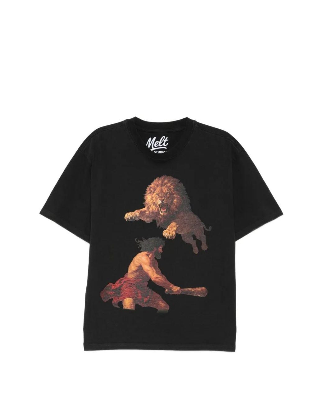 Melt Black Graphic-Print Round Neck T-Shirt for men