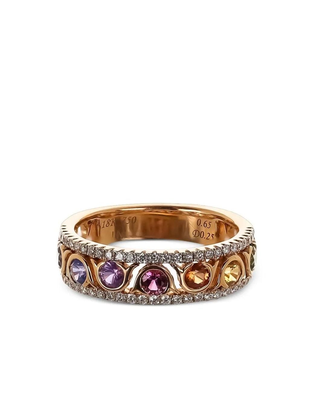 Lisa Nik White 18Kt Rose Circle Sapphire Ring