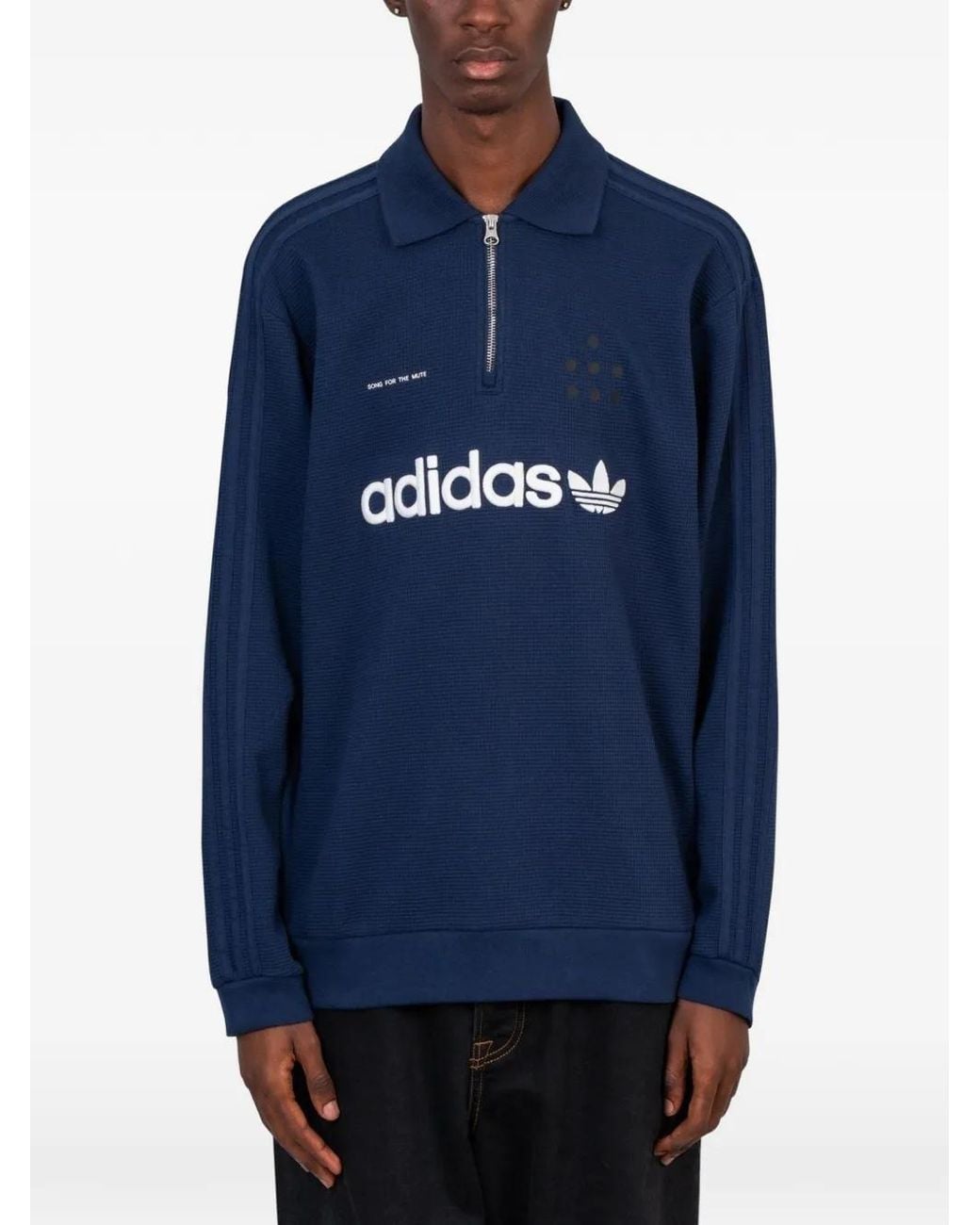 Adidas Blue X Song For The Mute Quarter-Zip Polo Shirt for men