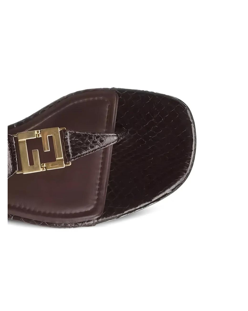 Fendi Brown Fold Logo-Detail Leather Sandals
