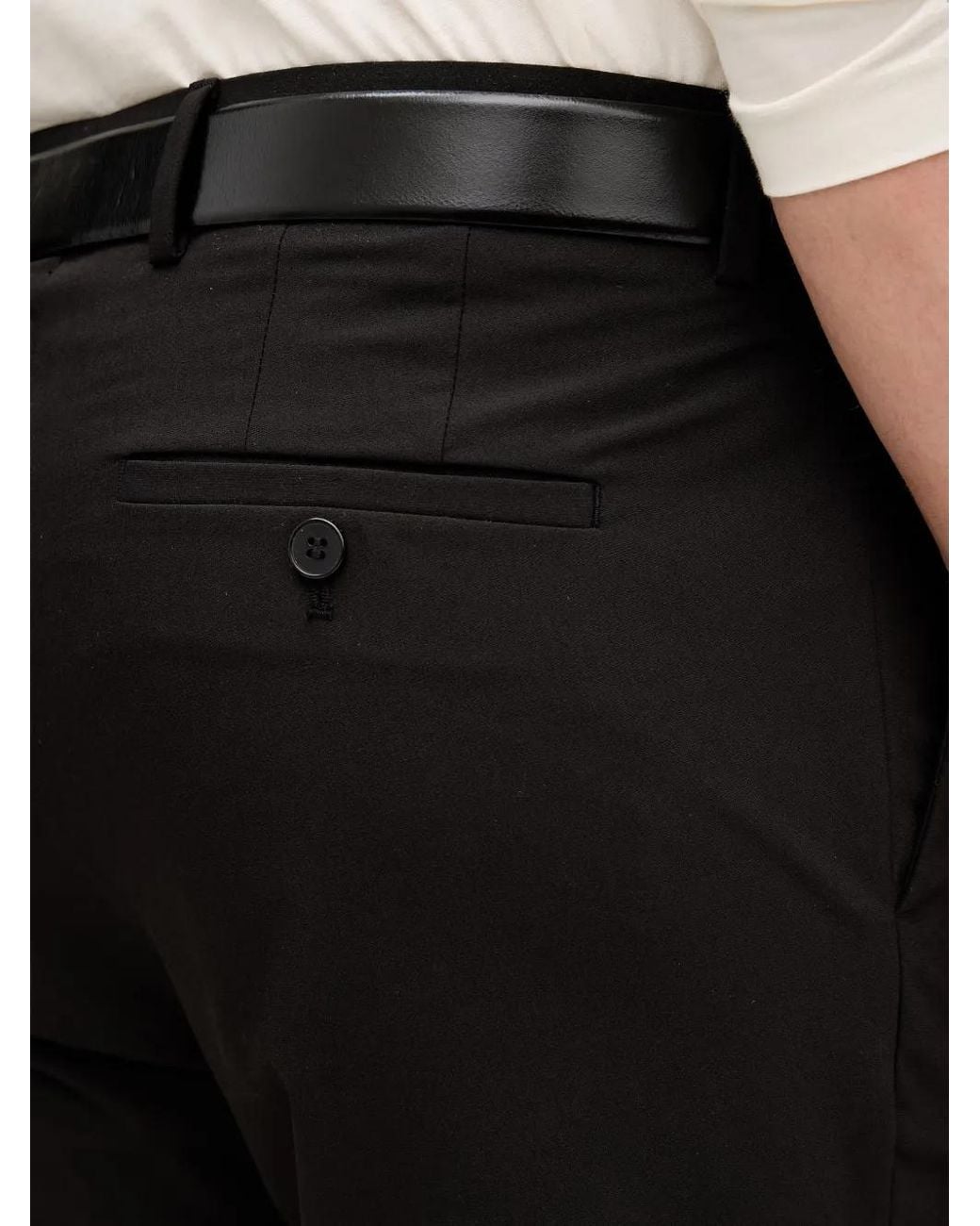 Sisley Black Pressed-Crease Tailored Trousers for men