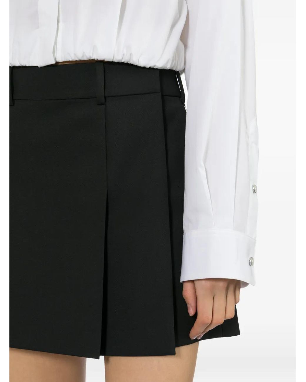 Helmut Lang Black Pleated Mini Skirt