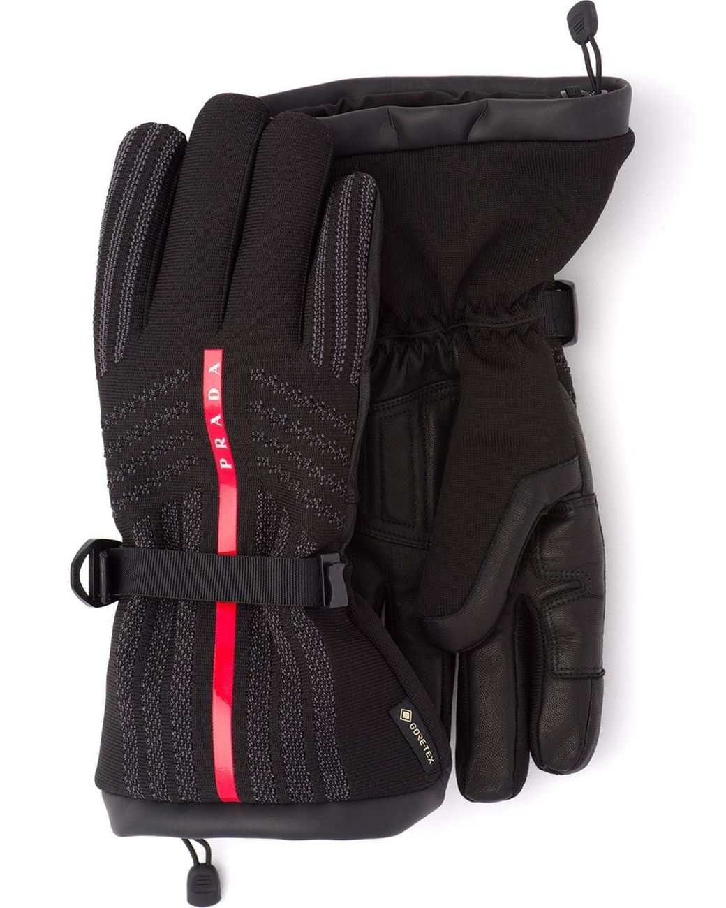 Prada Synthetic Goretex, Leather And Knit Ski Gloves in Black for Men