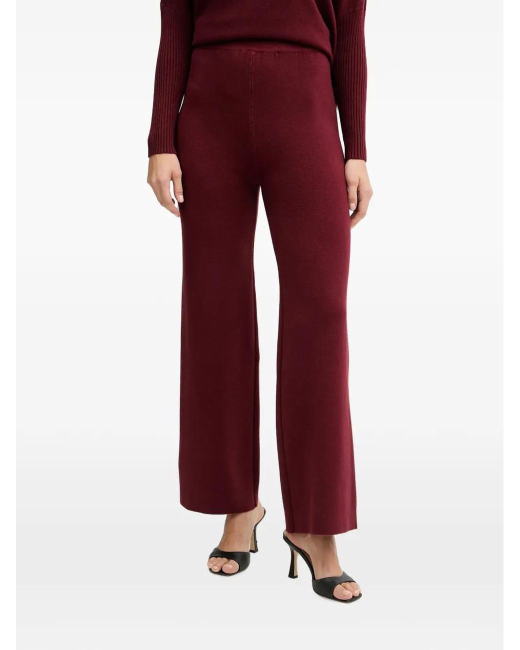 Haveone Red Ensemble Pull-Pantalon En Maille Côtelée