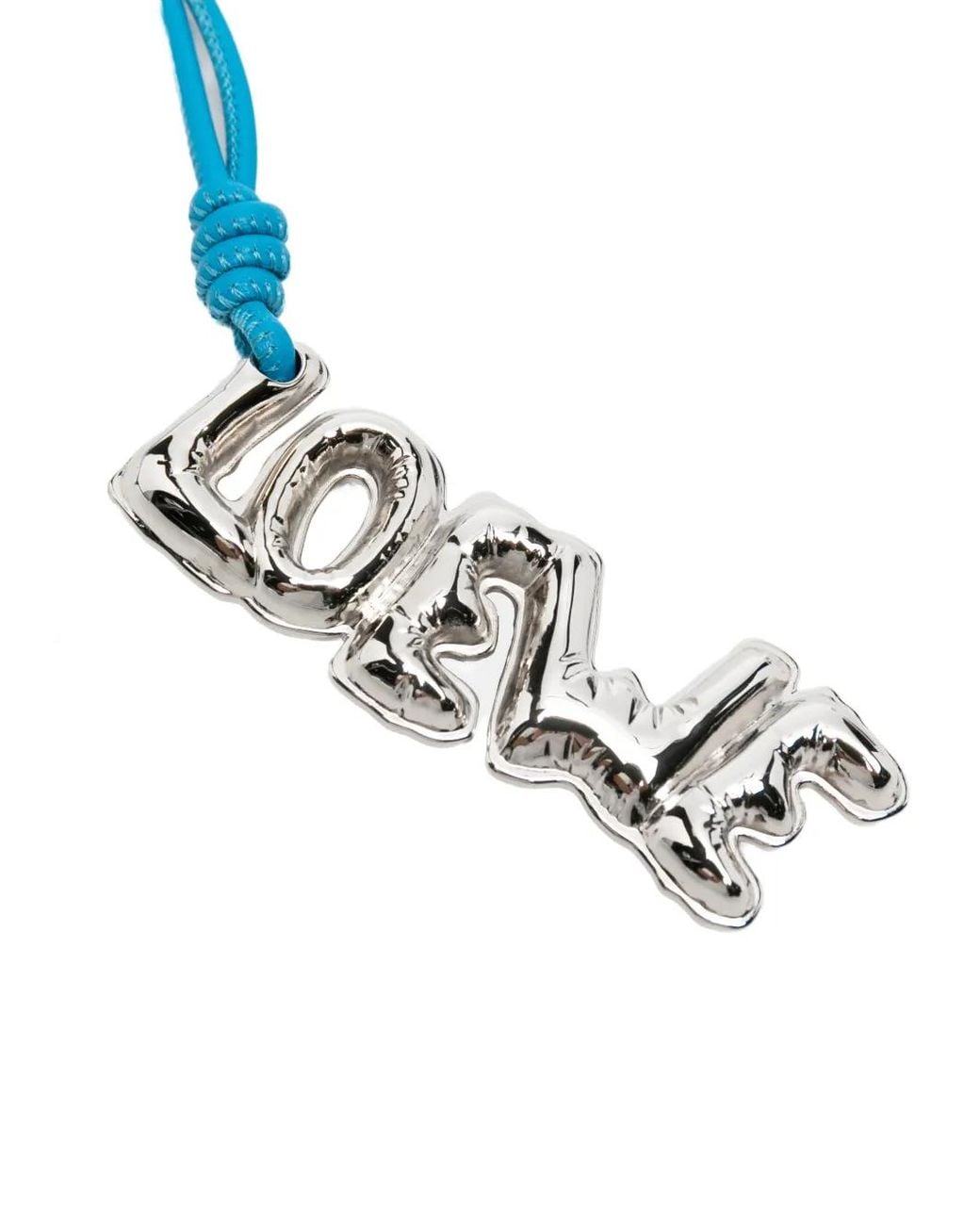Loewe Blue Logo-Charm Knotted-Strap Keyring