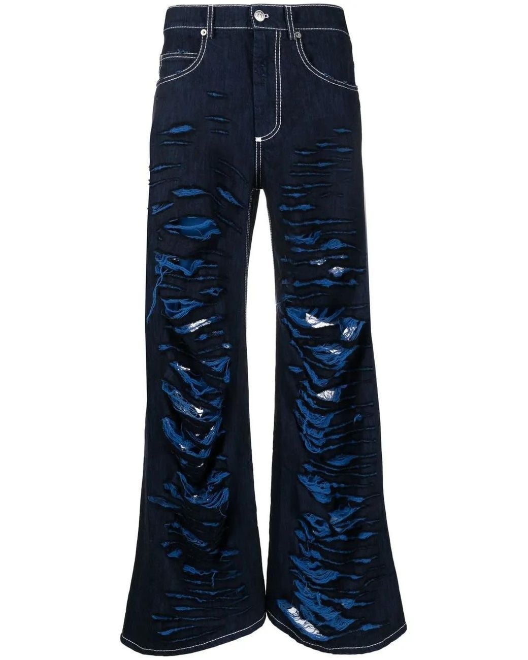 Marni Blue Distressed Effect Flared Jeans-men for men