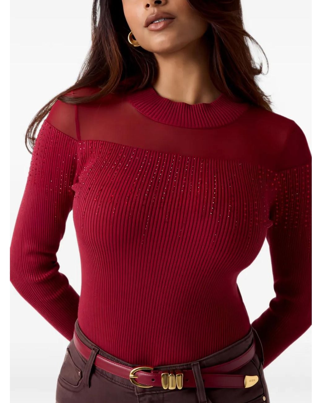 Guess Red Rhinestones Sweater