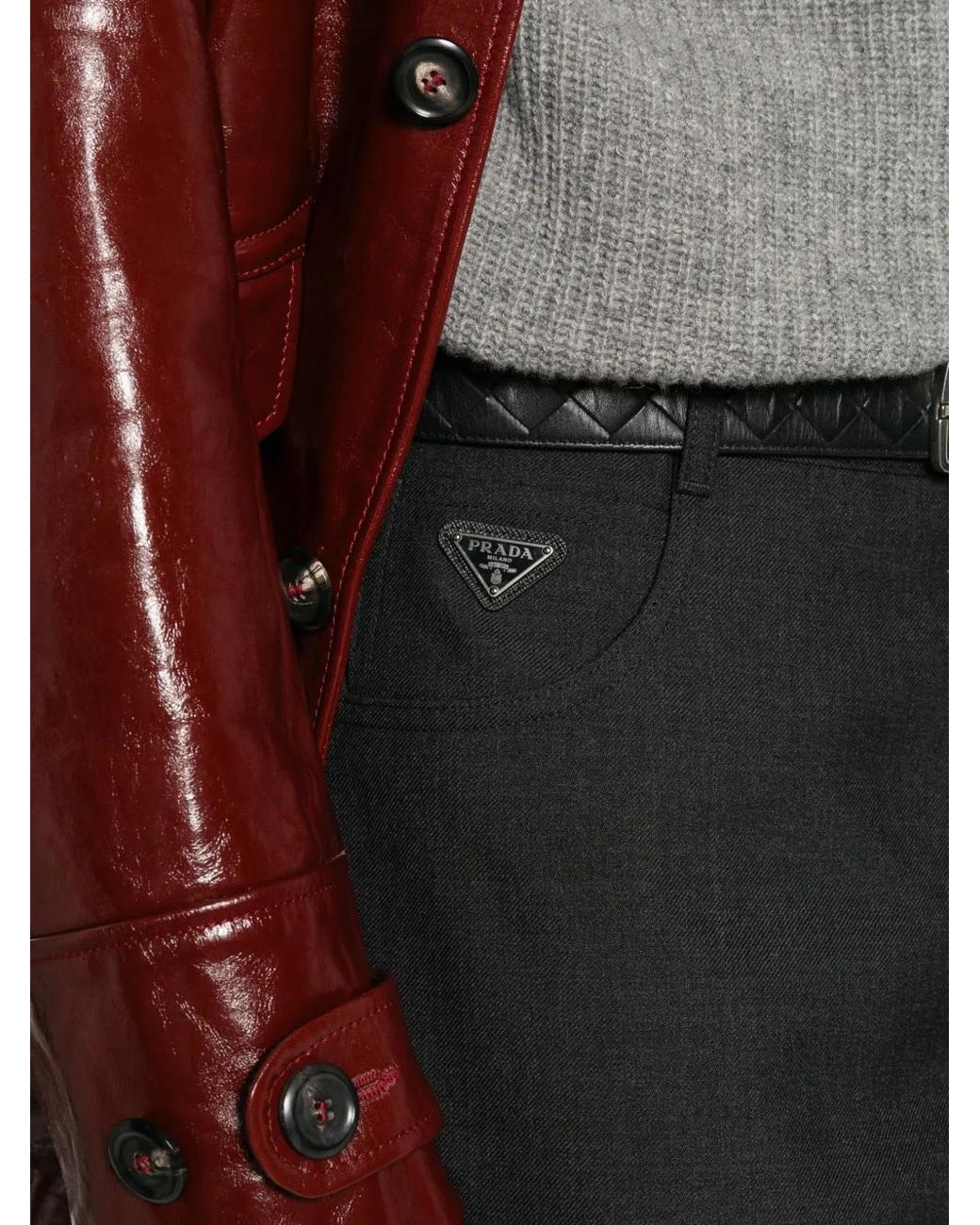 Prada Black Logo-Plaque Wide-Leg Trousers for men