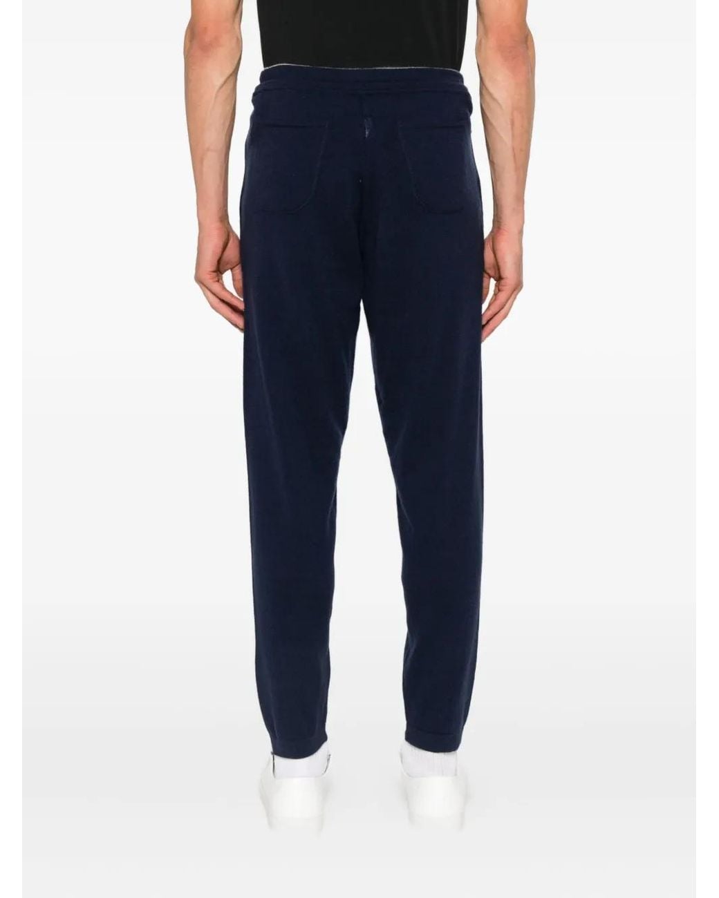 Eleventy Blue Cashmere Track Trousers for men
