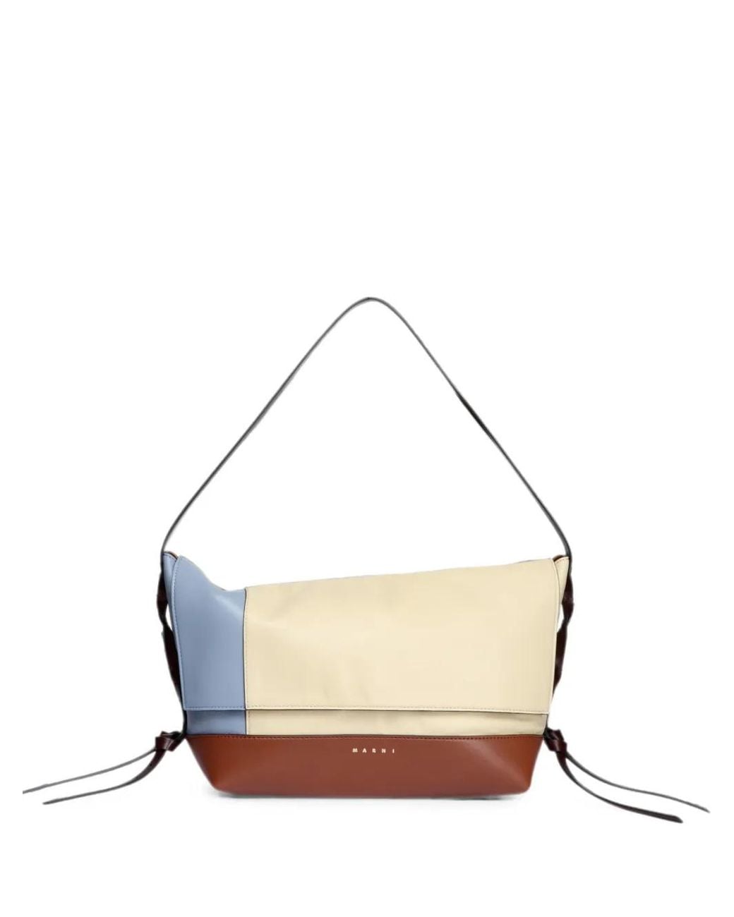 Marni White Sac Porté Épaule Colour Block En Cuir