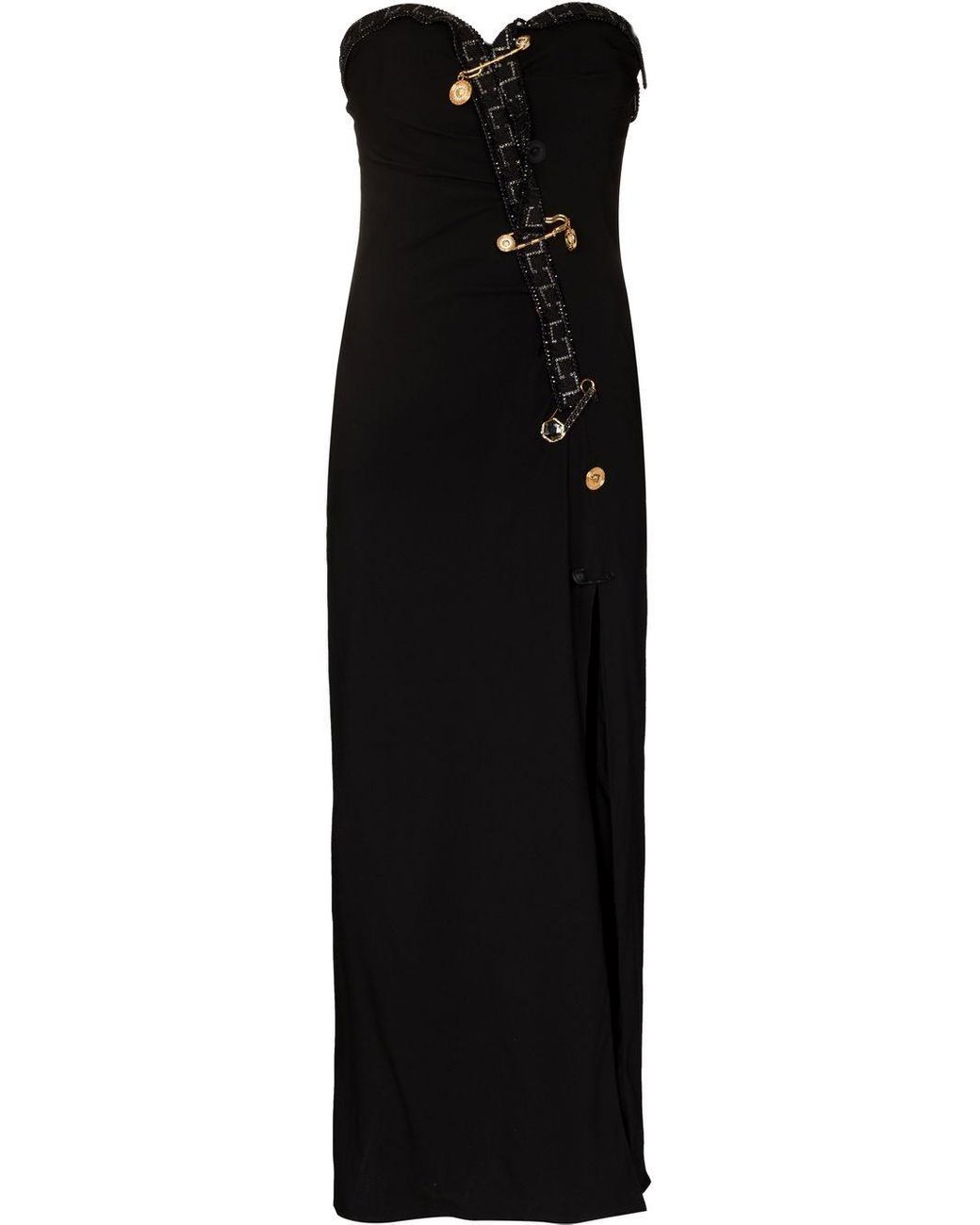 Versace Safety Pin Detailed Midi Dress in Black Lyst UK
