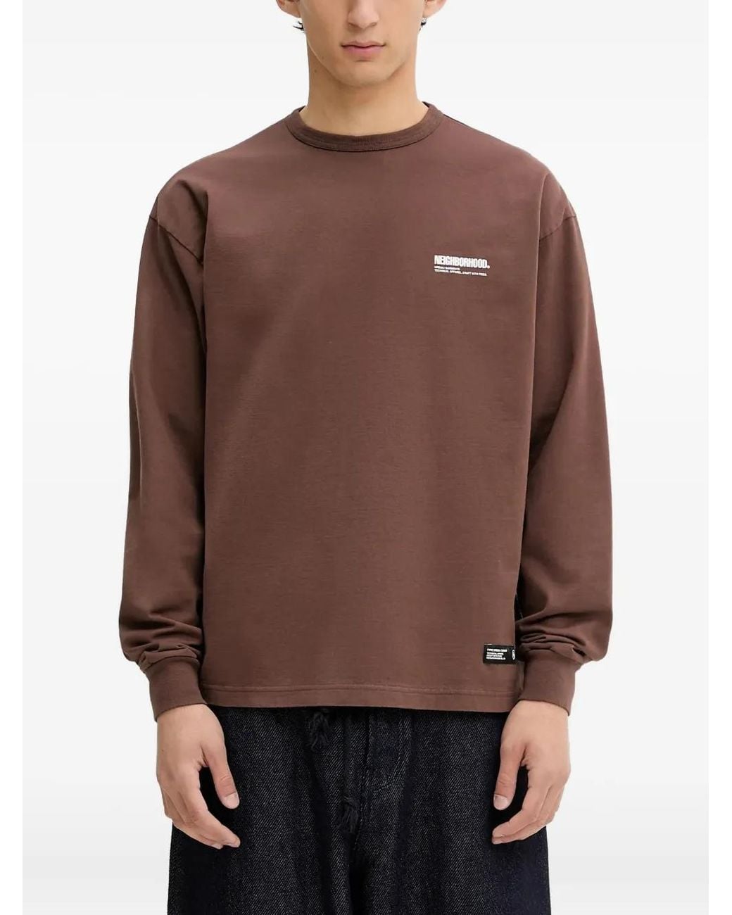 Neighborhood Brown Logo-Print Long-Sleeve Sweatshirt for men