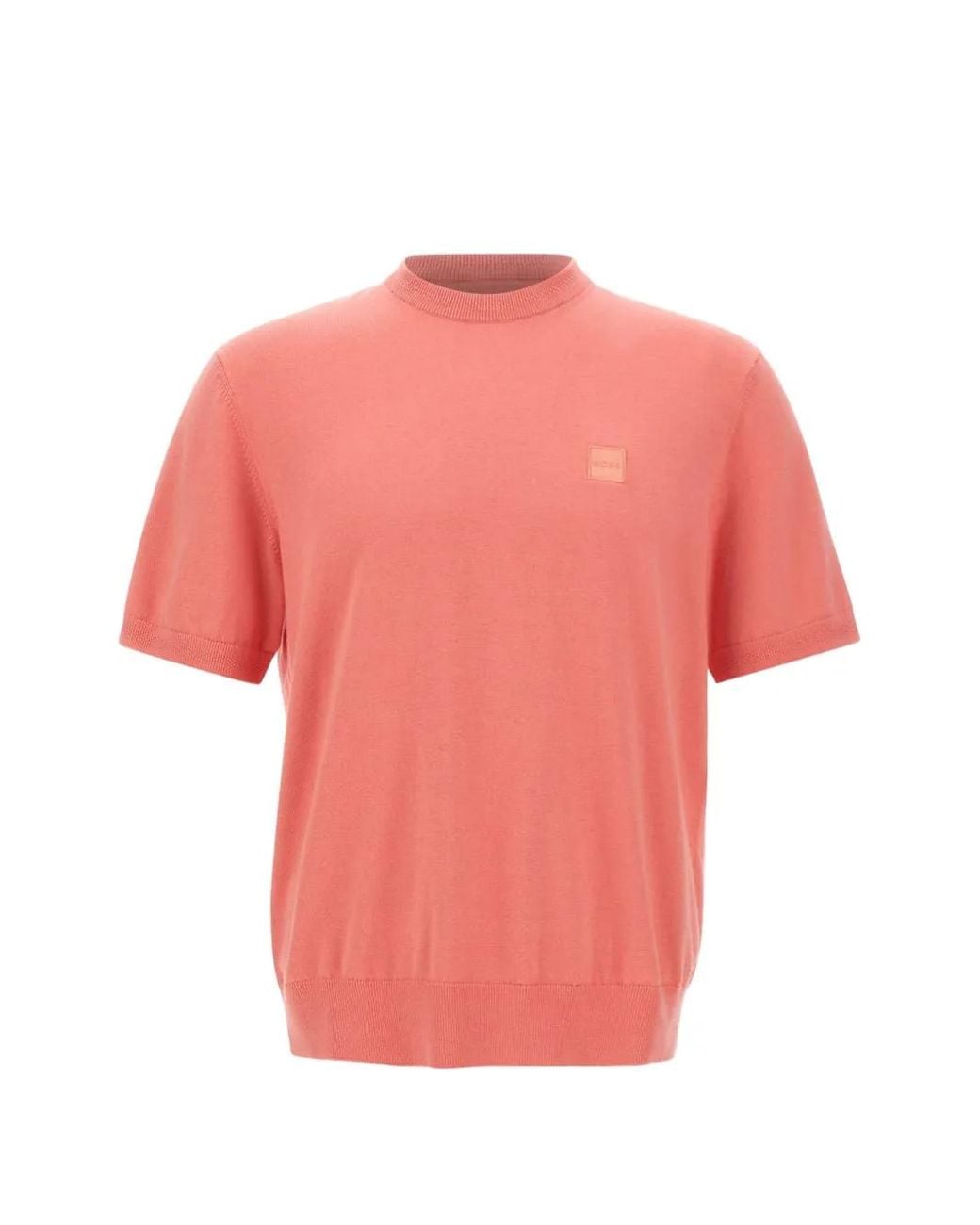 Boss Pink Logo-Patch Short-Sleeve Sweater for men