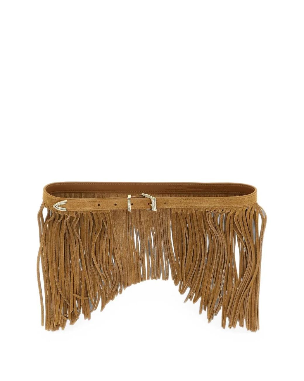 Pinko Natural Suede Belt With Fringing And Jewel Details, 1.7 Cm