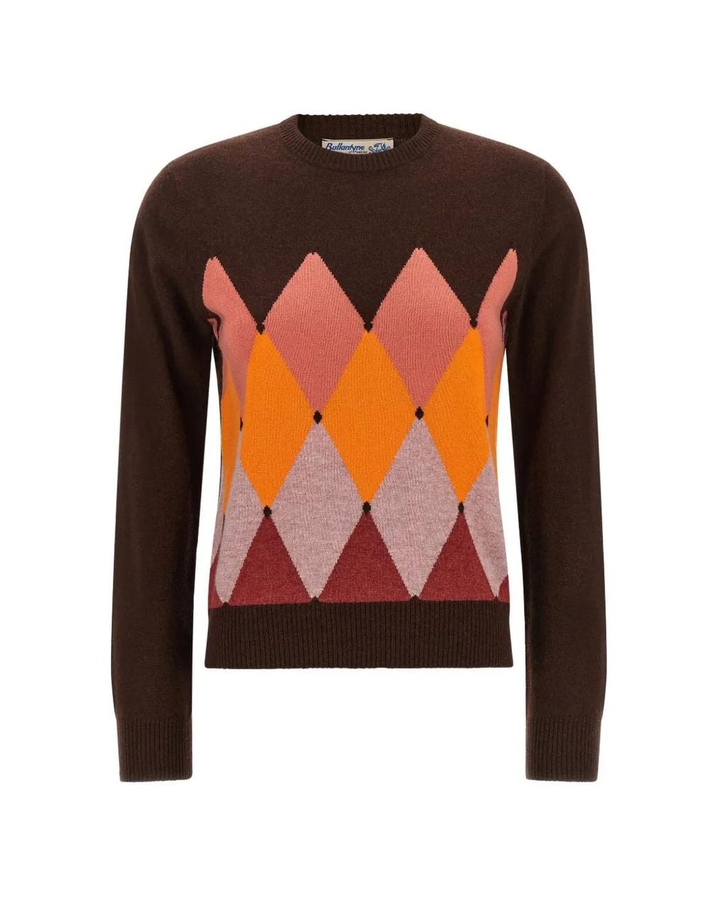 Ballantyne Orange Pull À Motif Losanges En Intarsia