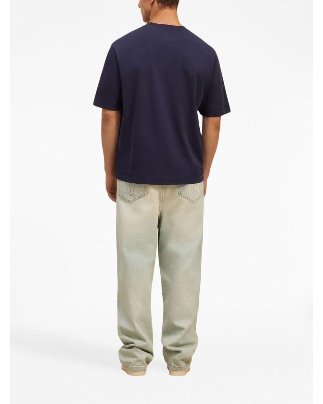 Ami Paris X Antoine Dupont Logo-embroidered T-shirt in Blue