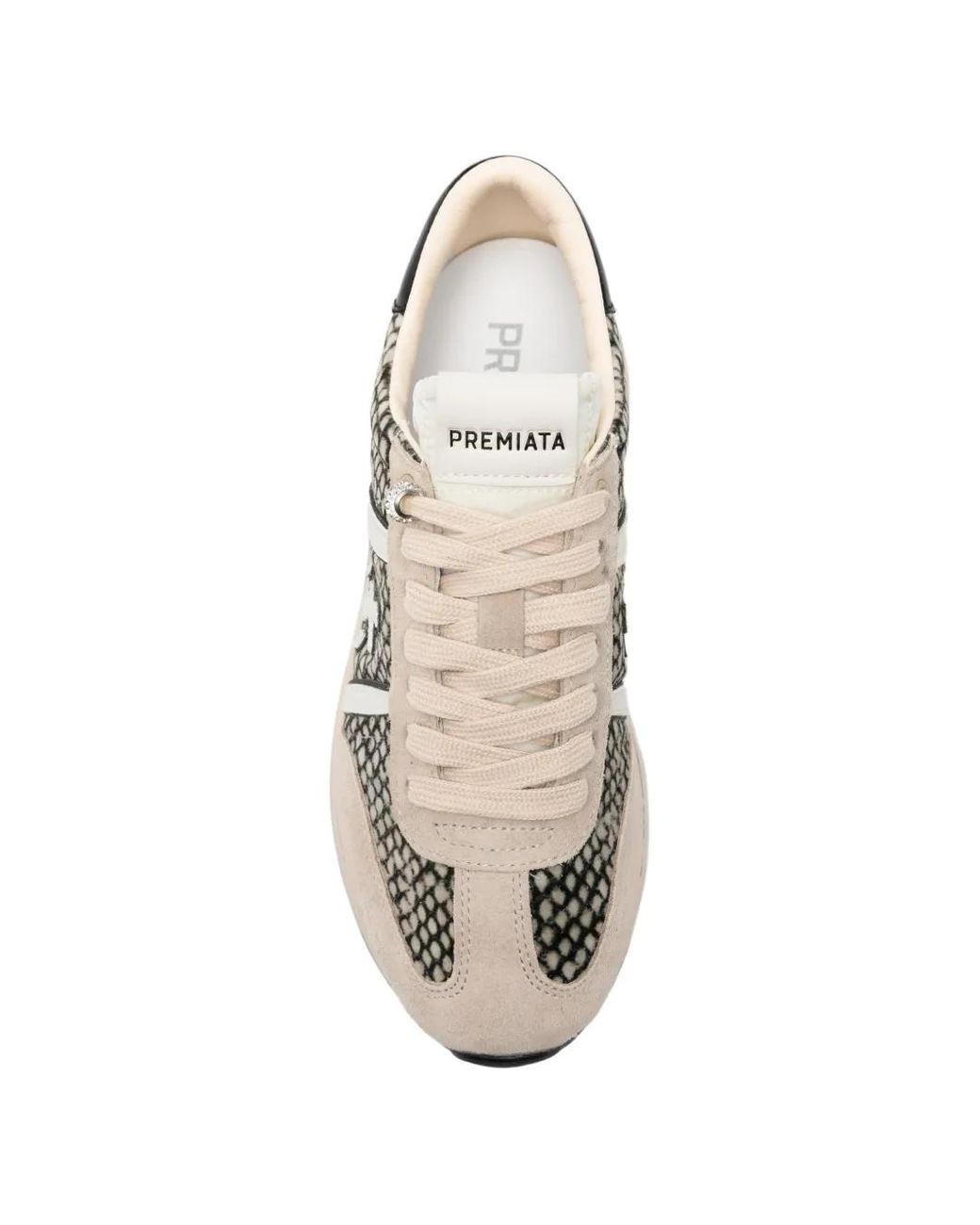 Premiata White Snakeskin-Effect Sneakers