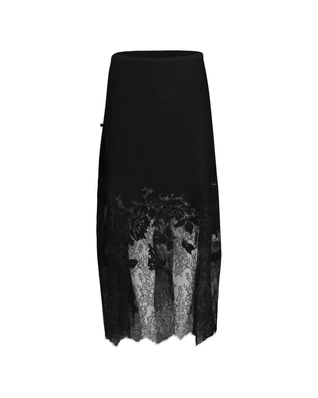 Ulla Johnson Black Josina Lace-Trim Midi Skirt