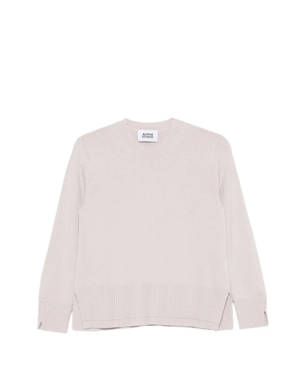 Alpha Studio Pink Ribbed-Trim Side-Slit Knit