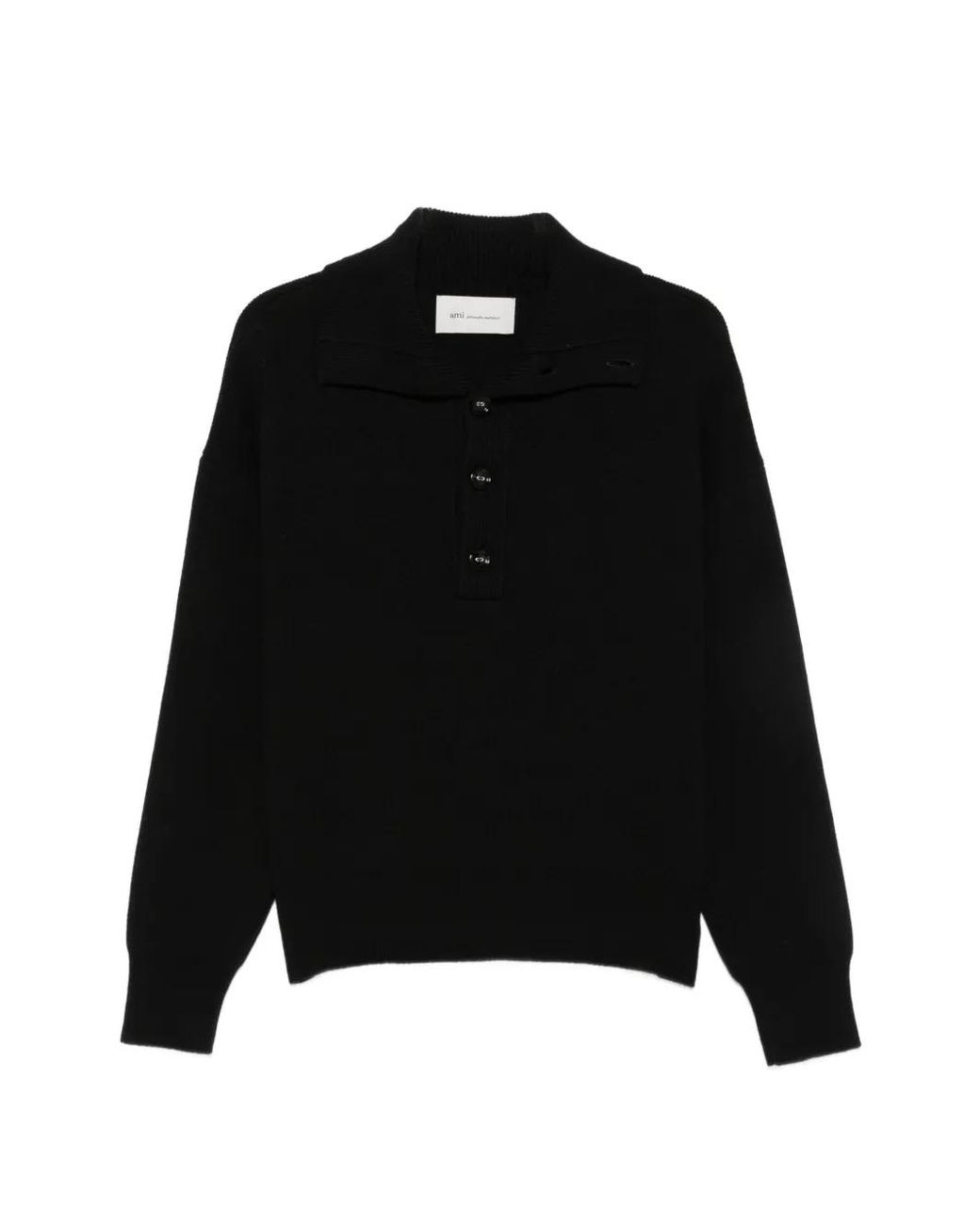 AMI Black Button-Up High-Neck Jumper for men