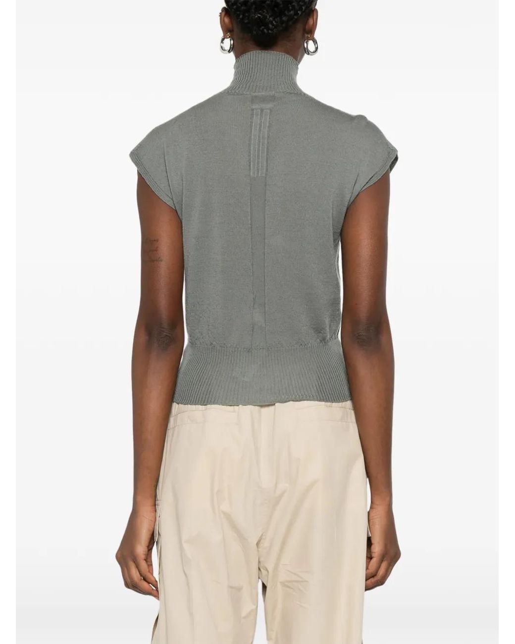 Rick Owens Gray Turtleneck Sleeveless Top