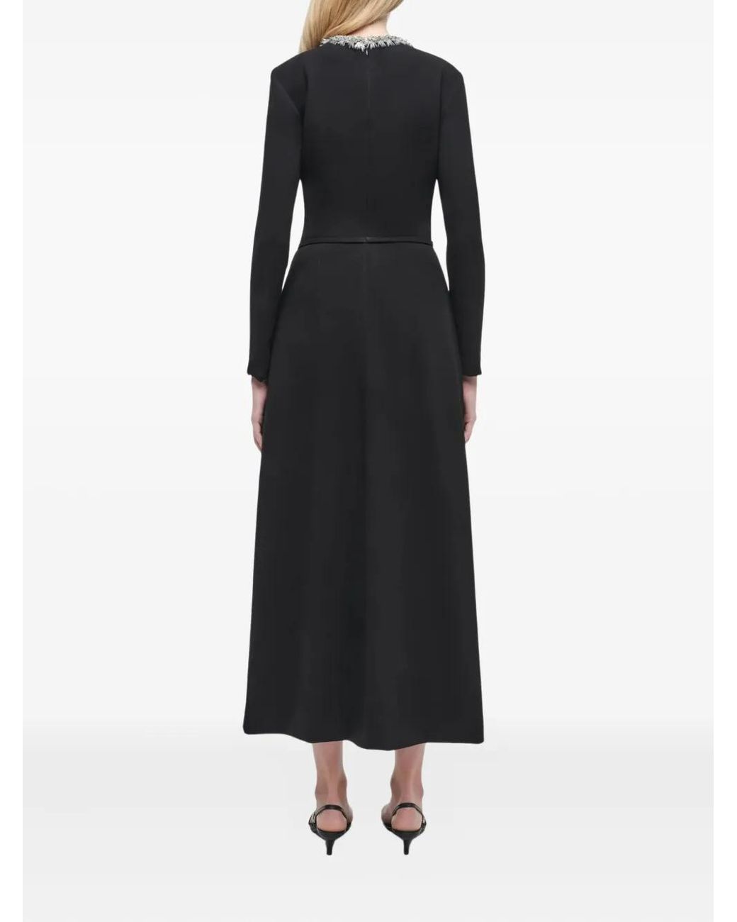 Jonathan Simkhai Black Embellished Pleated Midi Day Dress