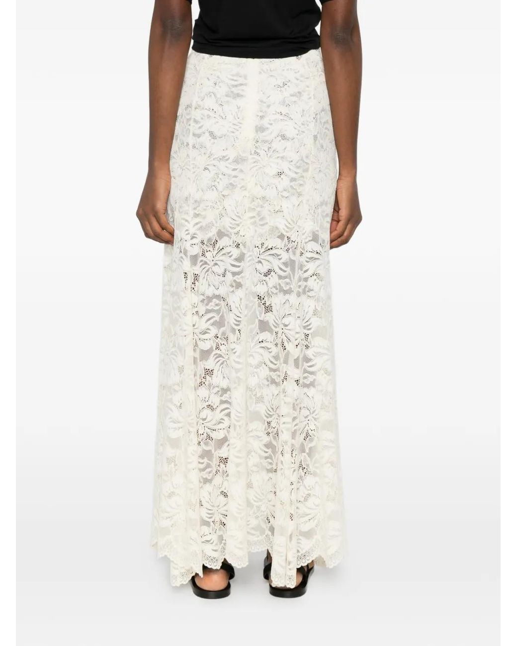 Rabanne Maxi-Rok Met Kant in het White