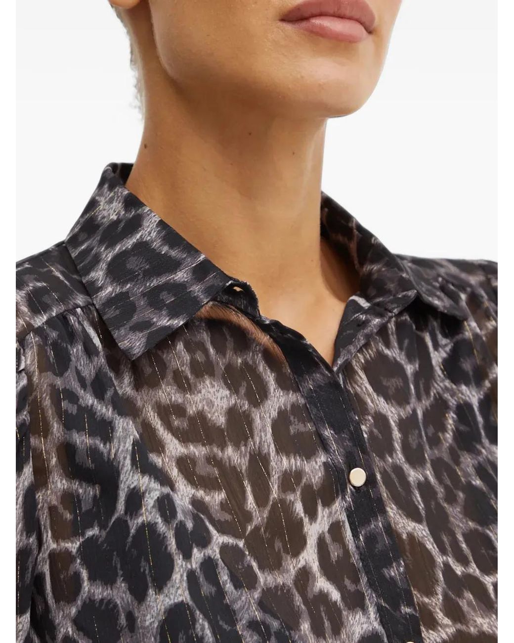 Morgan Black Cleoni Leopard-Print Shirt