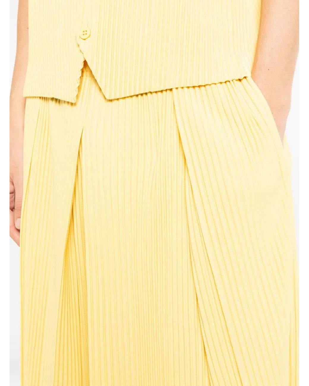 Homme Plissé Issey Miyake Yellow Pleated Shorts for men