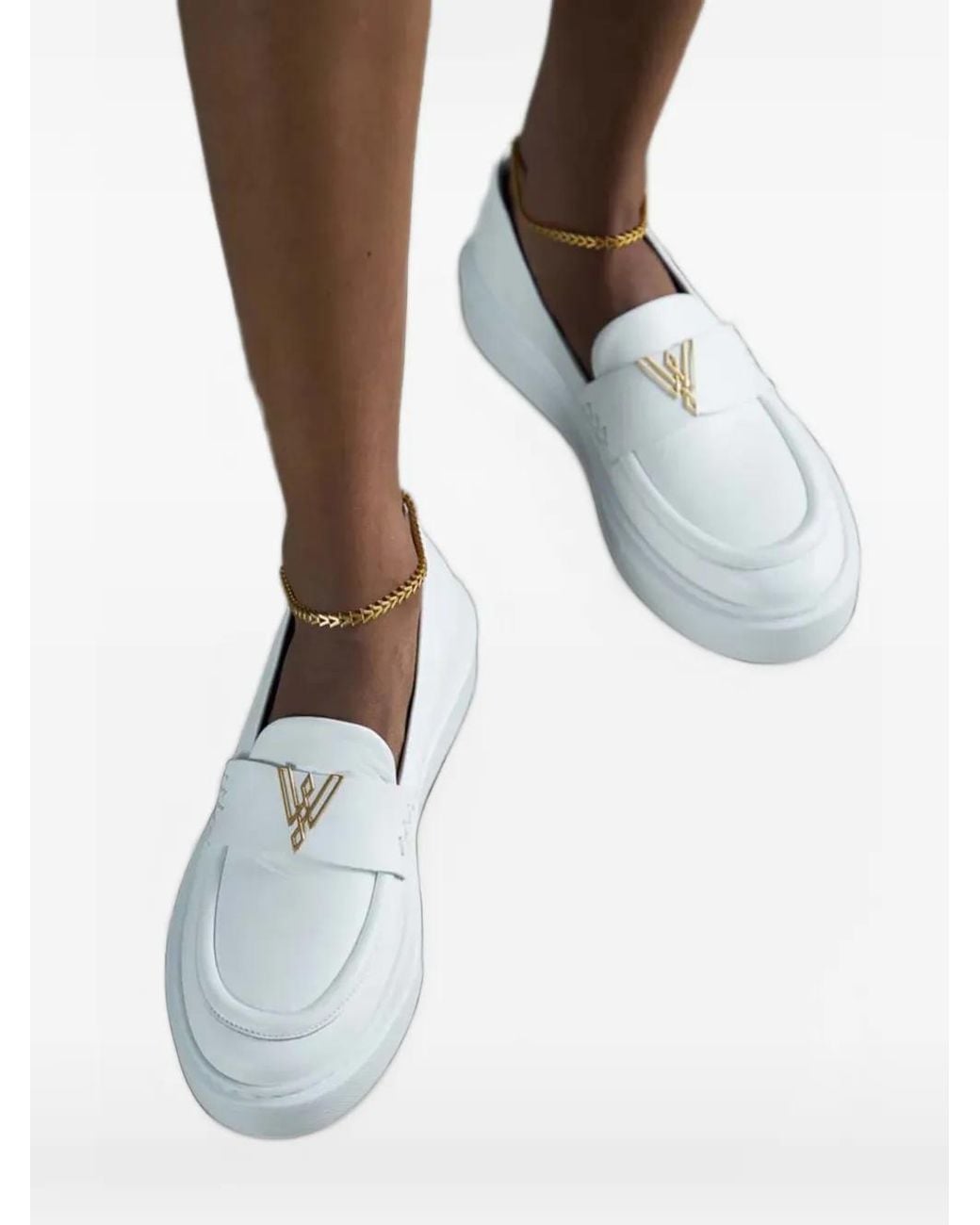 VANDA NOVAK White Kayla Logo-Detail Loafers