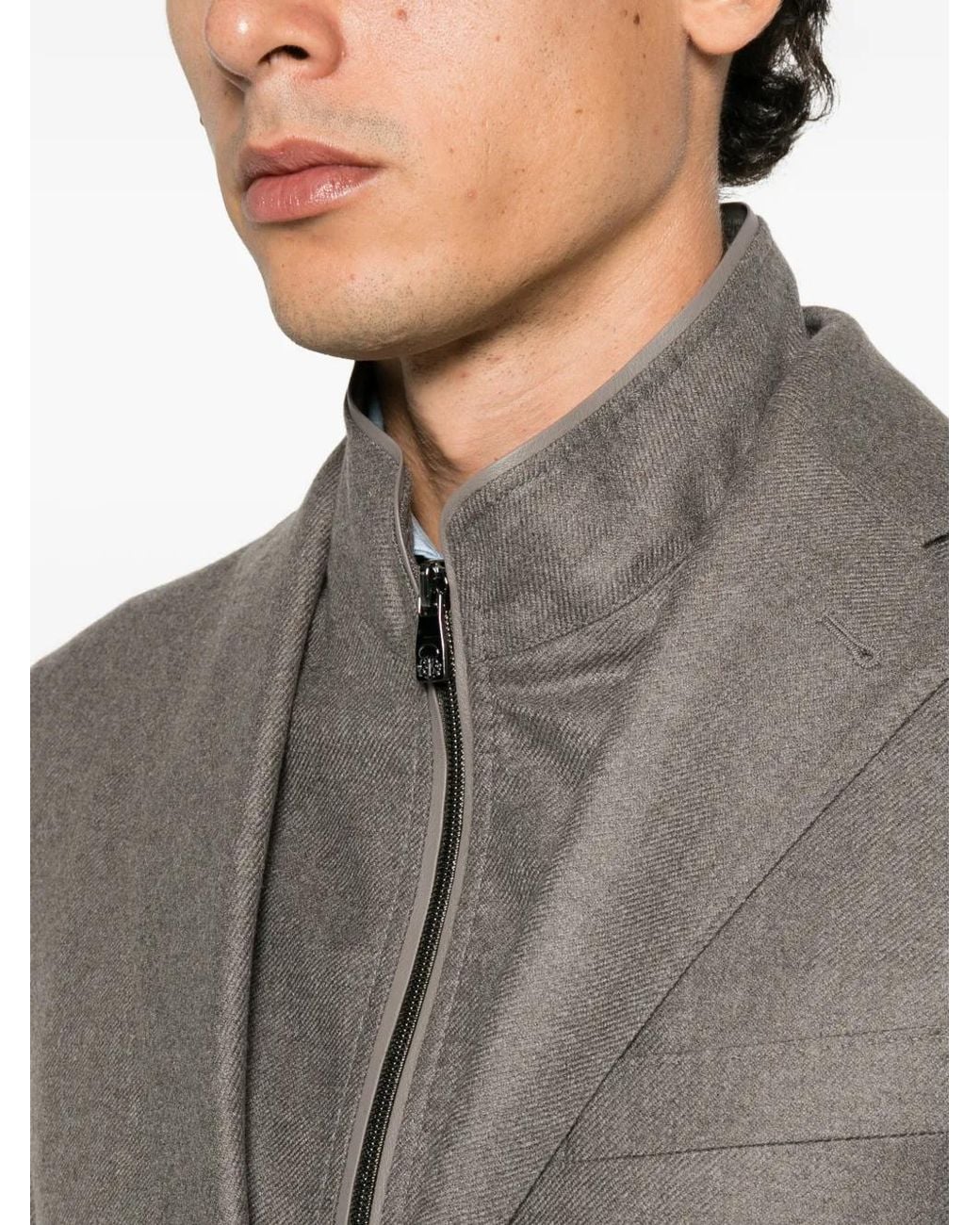 Corneliani Gray Layered Button-Fastening Jacket for men